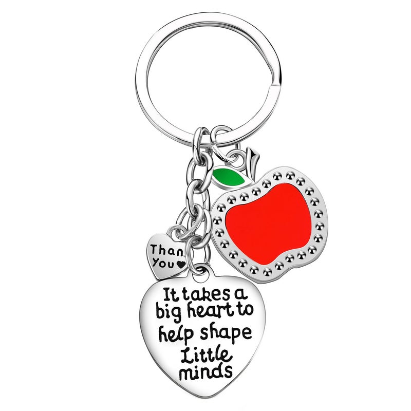 Nimteve Teacher Appreciation Gift It Takes A Big Heart To Help Shape Little Minds Heart Charms Keychain - Image 1